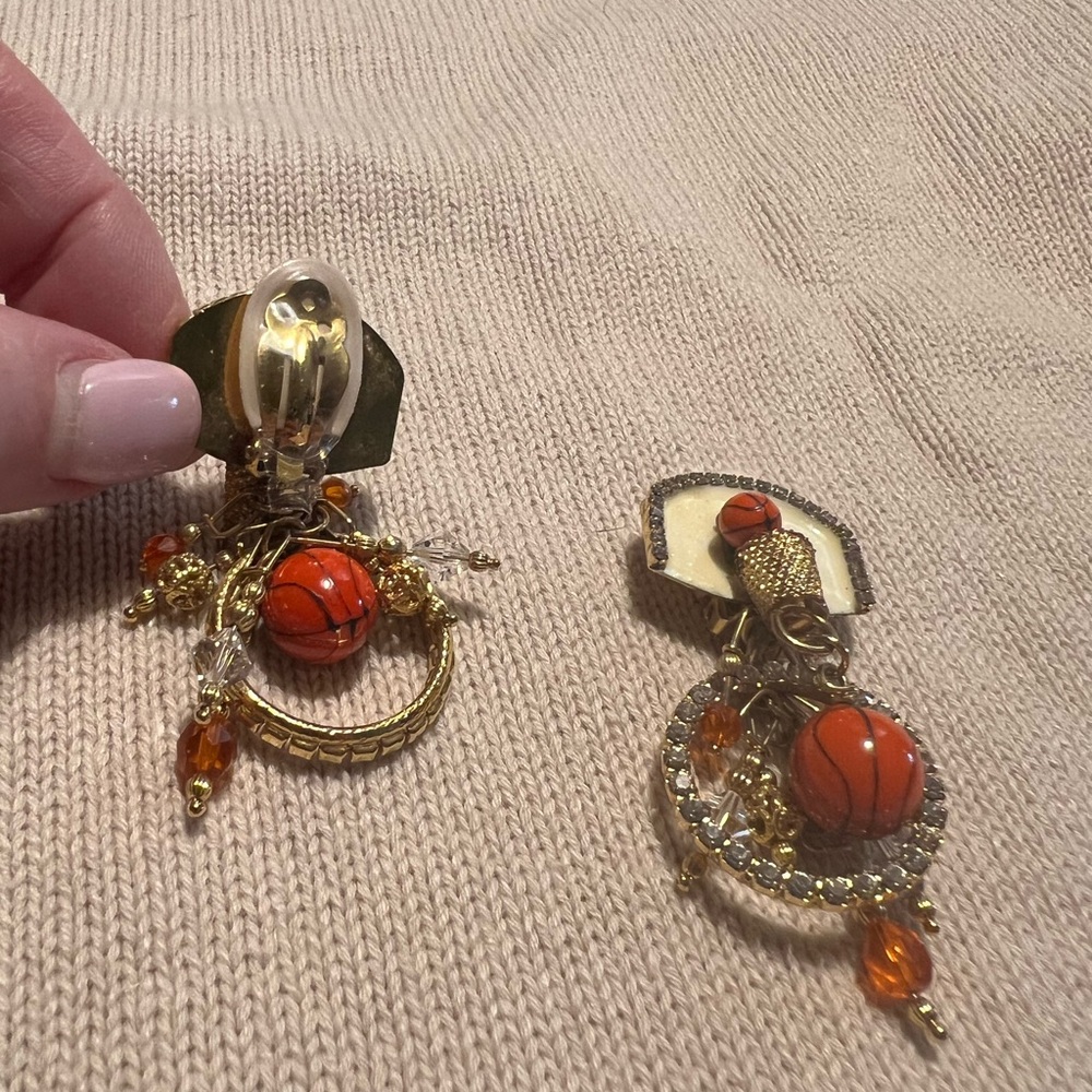 Whimsical Lunch at the Ritz basketball themed earrings